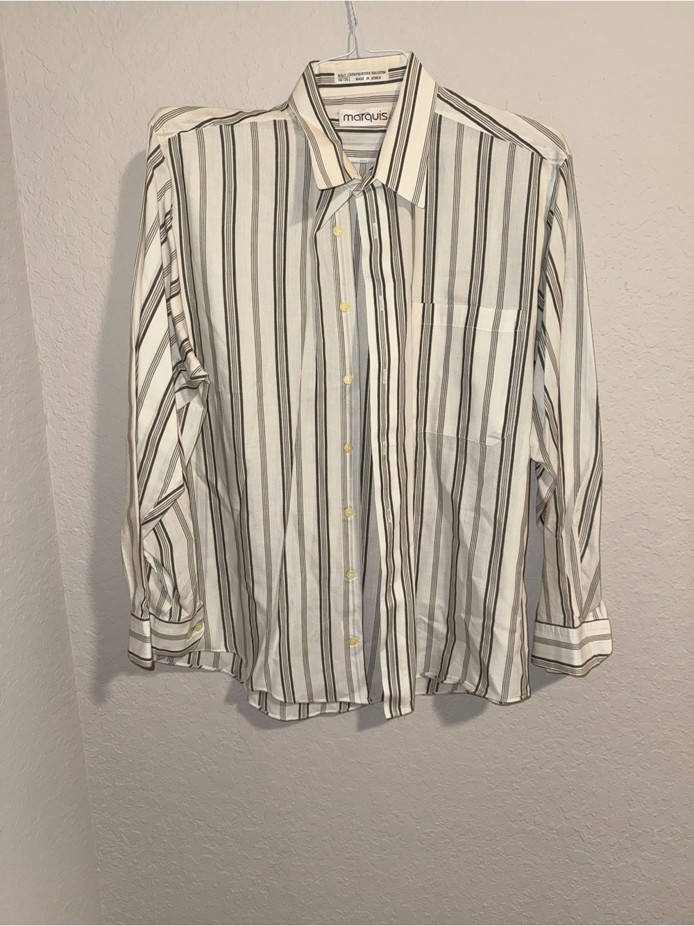 Marquis Vintage Striped Button-Up Shirt – Made in Korea – Size Large 16½ - Picture 7 of 7